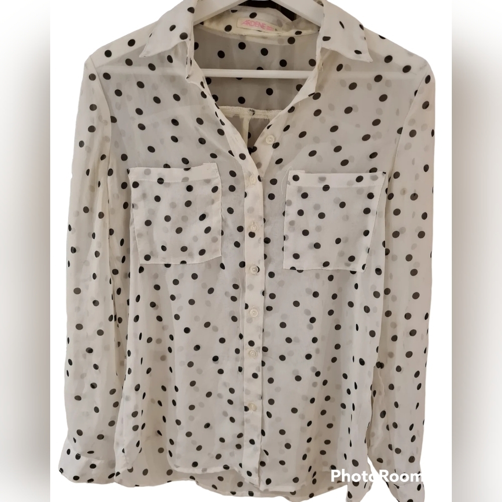 ARDENE Polka Dot Button-Down Blouse - Picture 2 of 5